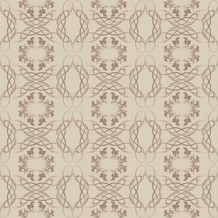 Seamless coffee color vector pattern of smooth lines in the shape of a circle on brown background.EPS 10のイラスト素材