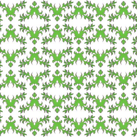 Green purple seamless pattern and branches of leaves and shoots. illustration on white background for packaging design, wallpaper, curtains10の写真素材