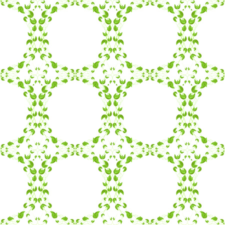 seamless vector background of wicker leaves and branches isolated on a white background. Preparations for wrapping, printing. Pattern for curtains and cardsのイラスト素材