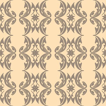 Brown seamless pattern of abstract elements on a cream backgroundのイラスト素材
