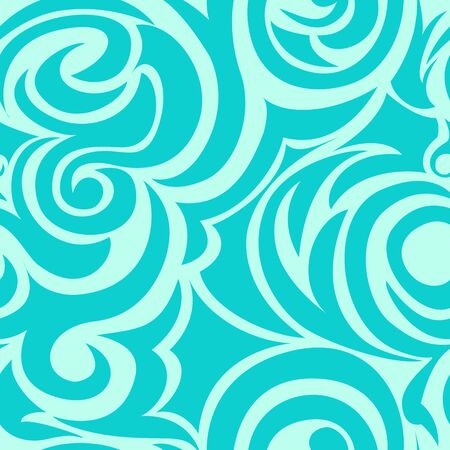 Turquoise seamless pattern of spirals and curls. Decorative ornament for backgroundの写真素材