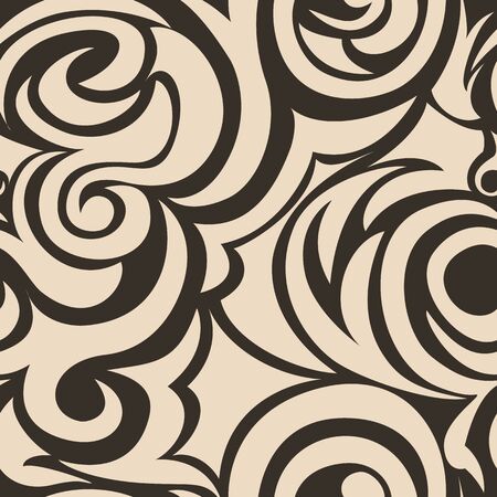 brown seamless pattern of spirals and curls. Decorative ornament for backgroundの写真素材