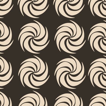 Brown Vector decorative continuous background using wavy lines, curves and circles. Composition can be used as wallpaperのイラスト素材