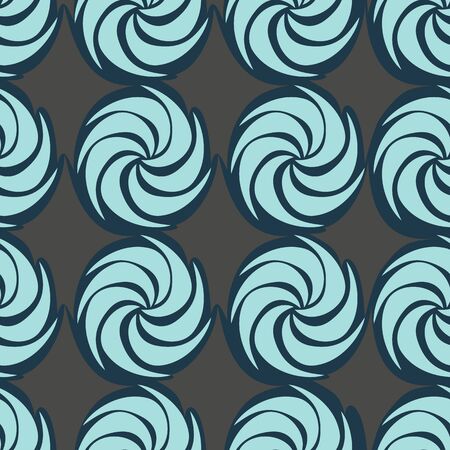 Blue Vector decorative continuous background using wavy lines, curves and circles. Composition can be used as wallpaperのイラスト素材