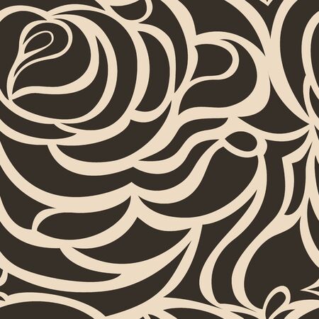 Vector brown flowing and seamless background.Waves or plants.のイラスト素材