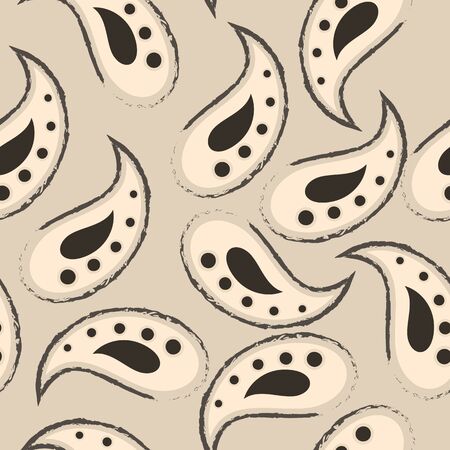 Seamless brown vector pattern of leaves with dots inside and torn edges. Print for curtain fabric and wrapping paper.のイラスト素材