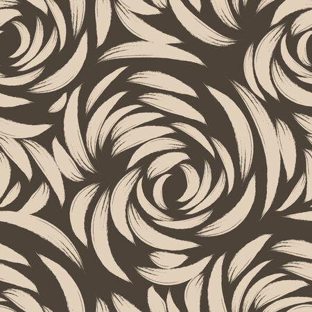brown seamless pattern of lines or brush strokes in the form of arcs. patterned rose sketchy for fabrics on a dark background.Abstract illustration of ripples on the waterの写真素材