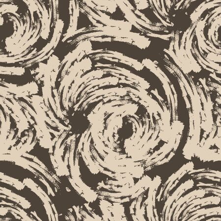 brown seamless pattern of lines or brush strokes in the form of arcs. patterned rose sketchy for fabrics on a dark background.Abstract illustration of ripples on the waterの写真素材