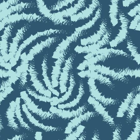 Abstract blue pattern of chaotic ragged arcs. Seamless linear pattern. Blank for printing on fabric on a dark background.の写真素材