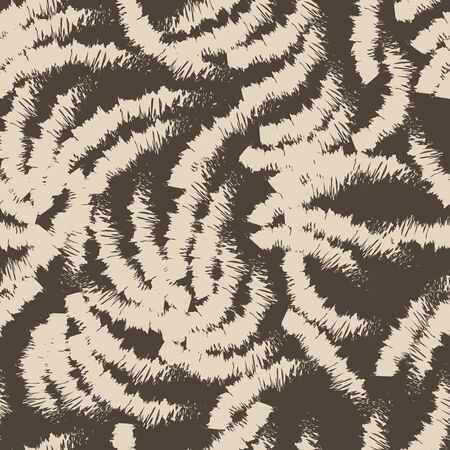 Abstract brown pattern of chaotic ragged arcs. Seamless linear pattern. Blank for printing on fabric on a dark background.の写真素材