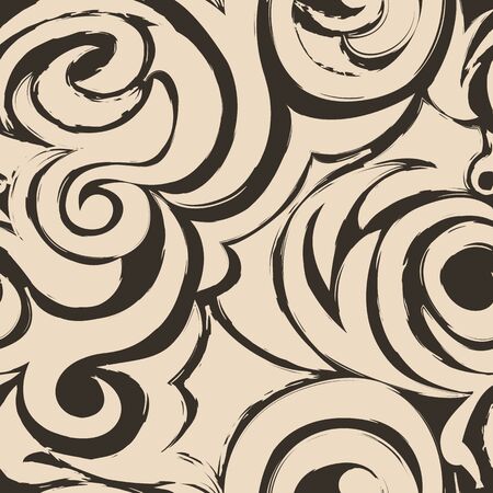 brown seamless pattern of spirals and curls.のイラスト素材