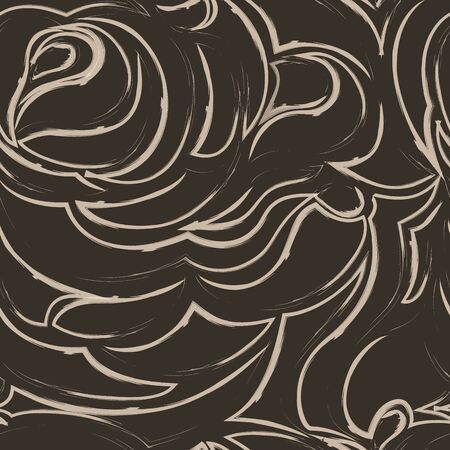 brown seamless pattern of spirals and curls. Decorative ornament for background.のイラスト素材