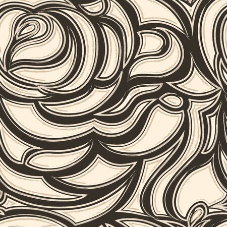 Seamless brown beige pattern from abstract elements or leaves and flowers.のイラスト素材