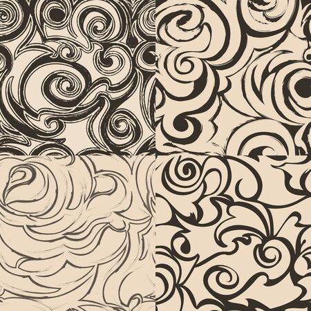 Set of seamless abstract patterns in beige colors.Blank for printing onto fabric, wrapping paper, curtains10の写真素材