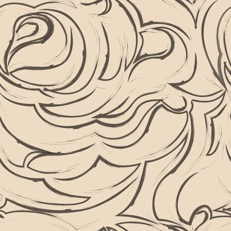 brown seamless pattern of spirals and curls. Decorative ornament for background10の写真素材