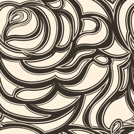 Seamless brown beige pattern from abstract elements or leaves and flowers. Texture from elements with stroke on a dark background10.Design for decorating packaging of fabrics or clothes.の写真素材