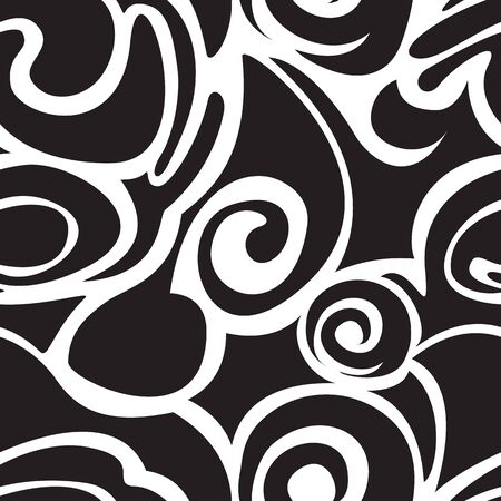 black seamless pattern of waves and abstract shapes for printing on fabric and wrapping paper10の写真素材