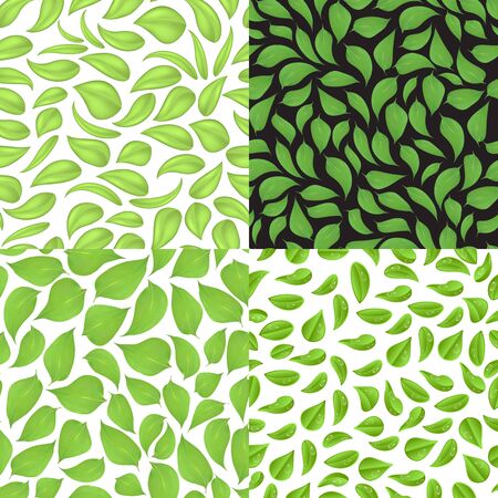 Set of seamless patterns consisting of leaves in a different style. Blank for printing onto fabric, wrapping paper, curtains10の写真素材