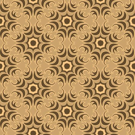 Seamless texture of floral and abstract round shape swamp color elements on brown backdrop. Design for tiles and packaging, curtains.10の写真素材