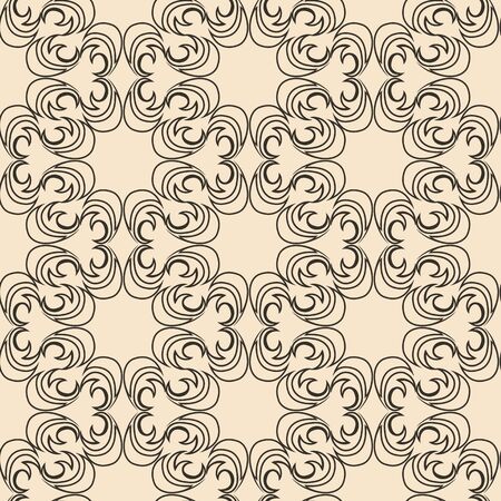 Seamless texture of color elements and abstract round shape of dark color on a beige background in linear style. Design for tiles and packaging, curtains.10の写真素材