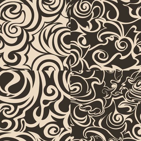 Set of seamless abstract patterns in beige colors.Blank for printing onto fabric, wrapping paper, curtains10の写真素材