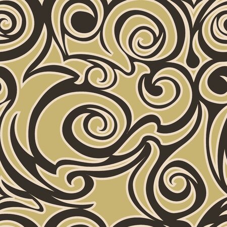 Vector brown flowing and seamless background.Waves or plants.ornament for fabric or wrapping paperのイラスト素材