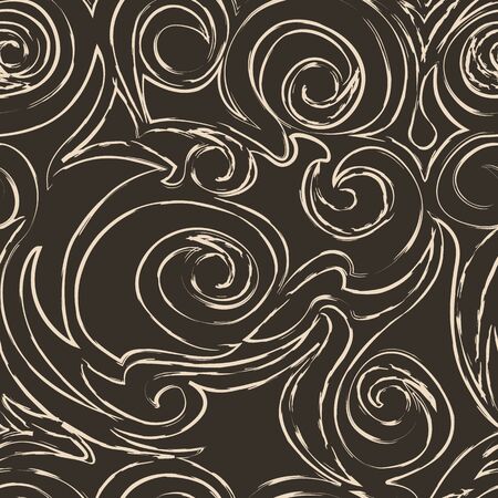 Seamless vector beige pattern of spirals of curls and bundles. Blank for decoration coffee color. Wrapping paper curtains or clothes.EPS 10のイラスト素材