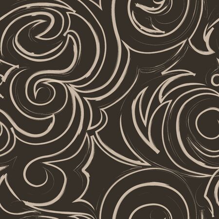 brown seamless pattern of spirals and curls. Decorative ornament for background.EPS 10 vectorのイラスト素材