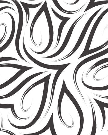 Vector seamless pattern of smooth corners and lines drawn with brush.Texture of black lines on white.Monochrome backgroundのイラスト素材