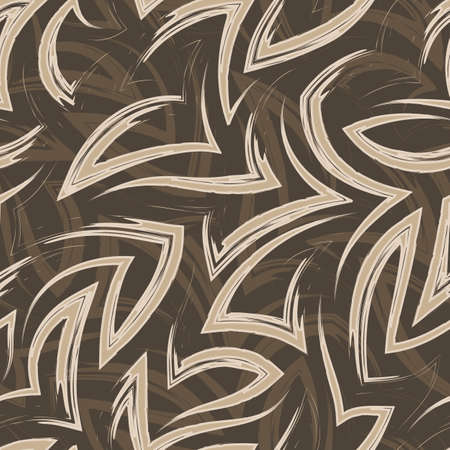 Vector seamless pattern of beige zigzags and corners. Vector seamless geometric pattern of abstract shapes flowing from stripes.Texture of zigzag triangles in pastel colors.のイラスト素材