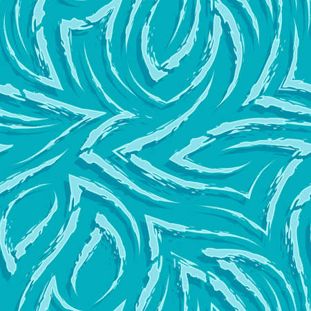 Simple seamless pattern in blue and turquoise color from stripes with ragged edges. Seamless pattern in blue from abstract lines and corners in grunge style.のイラスト素材