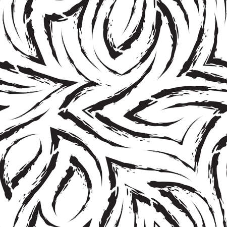 Simple monochrome seamless pattern of stripes with ragged edges. Black seamless pattern of abstract lines and corners in grunge style.のイラスト素材