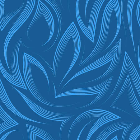 Vector seamless pattern in blue colors from corners and flowing stripes with torn edges.Vector seamless pattern of abstract shapes in nautical colors.Simple linear zigzag elegant texture.のイラスト素材