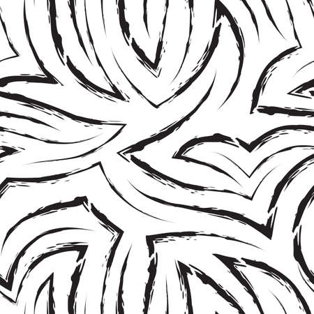 Simple monochrome seamless pattern of stripes with ragged edges. Black seamless pattern of abstract lines and corners in grunge style.のイラスト素材