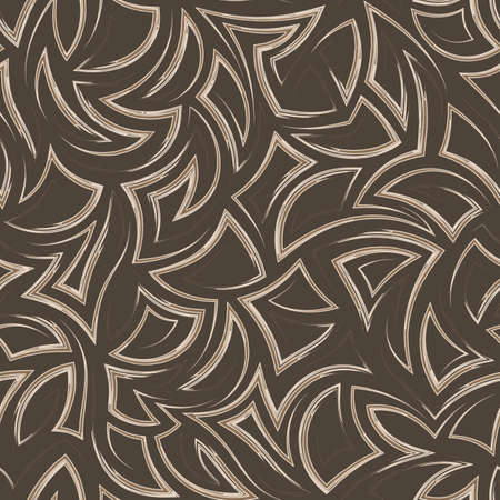 Seamless vector beige texture of angles and triangles drawn with smooth strokes.Seamless vector beige texture of corners and triangles drawn by stripes.のイラスト素材