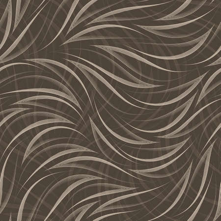Seamless vector beige abstract pattern of thin wavy lines. Linear texture in pastel colors.のイラスト素材