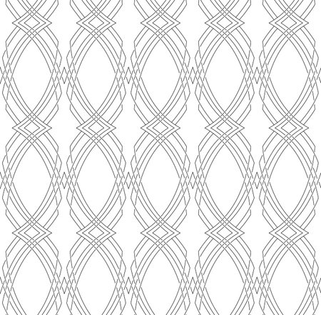 Seamless vector pattern of interlaced black thin lines Celtic motif. Seamless vector geometric pattern of simple intersecting shapes.のイラスト素材