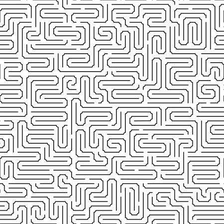 Simple vector seamless monochrome pattern of lines and angles. Vector seamless black and white pattern of thin lines and corners with rounded edges.のイラスト素材