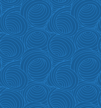 Seamless blue vector pattern of swirls and abstract shapes drawn with thin lines. Vector seamless texture in blue color waves or flow.のイラスト素材