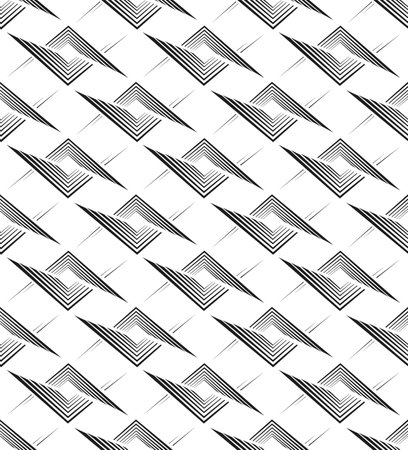 Vector seamless pattern of black lines in the form of squares and rhombuses. Seamless abstract geometric pattern of thin stripes of lines and angles.のイラスト素材