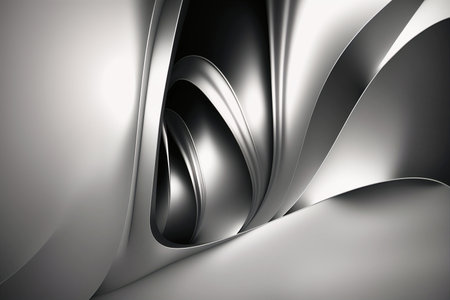 Abstract background with silver swirling metal copyspace.AI generated.の素材
