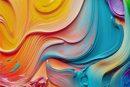 Wavy texture of multicolored flowing dye colorful wallpaper.AI generated.の素材
