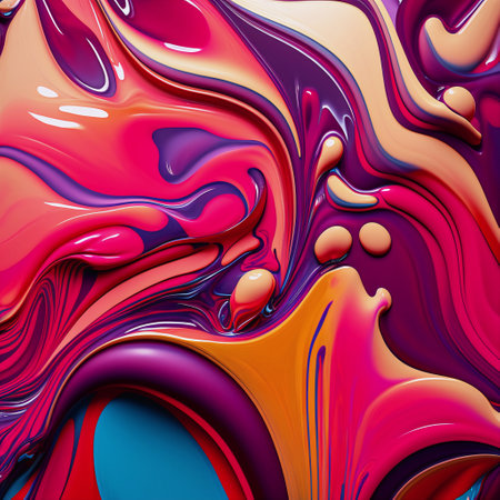 Multicolor liquid glossy paint bright colorful abstract background.AI generated.の素材