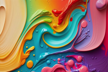 Rainbow glossy paint bright colorful abstract backdrop.AI generated.の素材