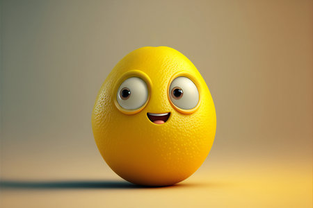 Lemon smiling cute cartoon character .AI generated.の素材