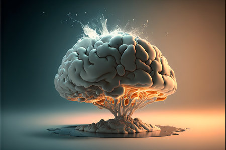 Human brain.Concept thinking, neurons activation.AI generated.の素材