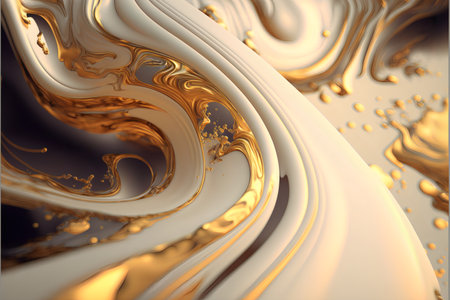 Abstract texture fluid black white and gold splatter paint. Fluid abstract texture. AI generated.の素材