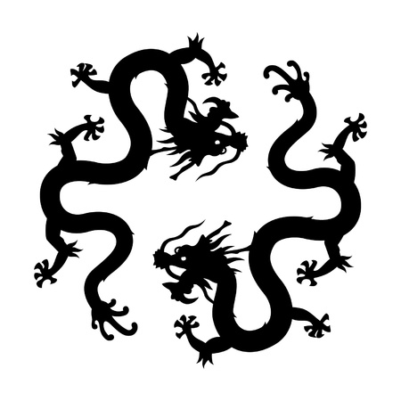 Chinese dragon silhouettes のイラスト素材