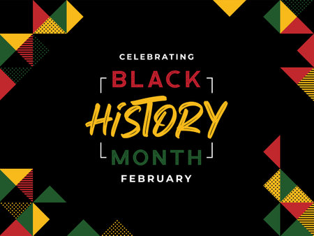 African-Americans Black history month lettering with colorful triangle pattern background vector illustrationのイラスト素材