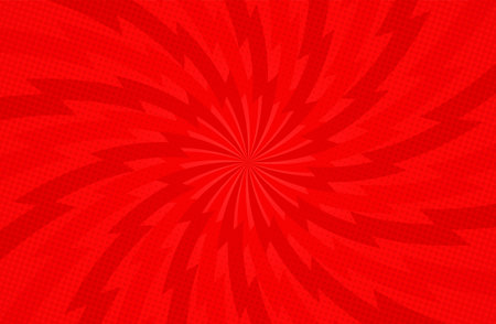 Red sun rays sunburst background with radial lightning thunderbolt pattern vector illustrationのイラスト素材